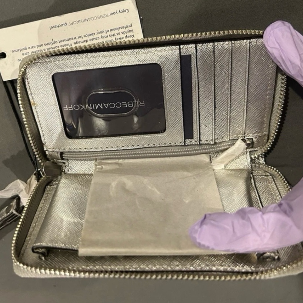 Rebecca Minkoff Metallic Silver Wristlet Olivia Tech NWT Style: S182E140-140 - Picture 13 of 13